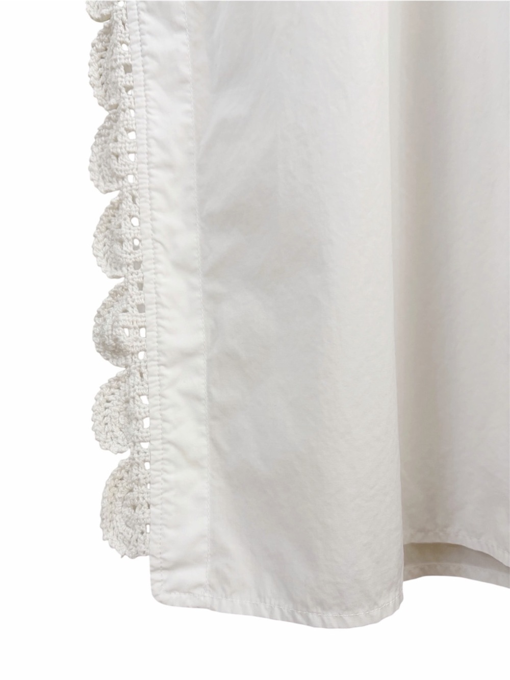 Isabel Marant | Popover White Long Sleeve Cotton Crochet Trim Shirt Dress - Picture 5 of 15